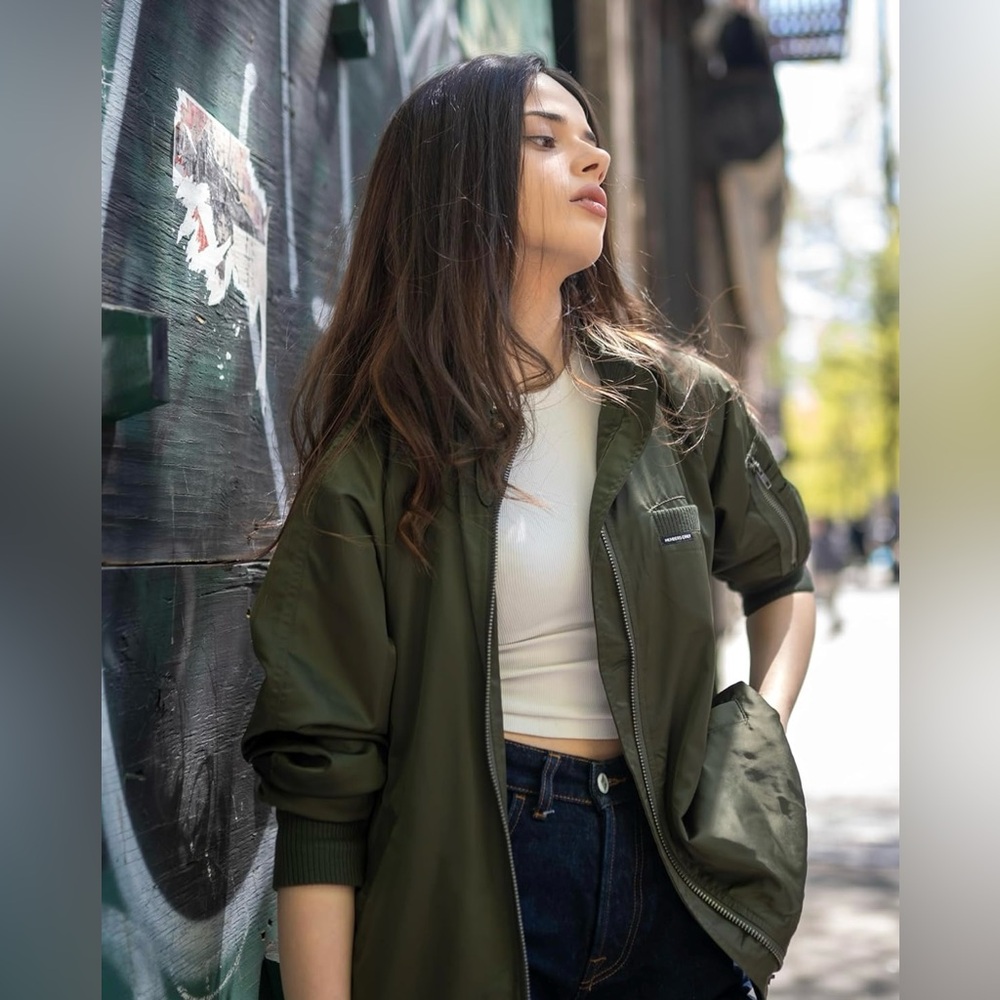 Members Only Green Satin Bomber Jacket